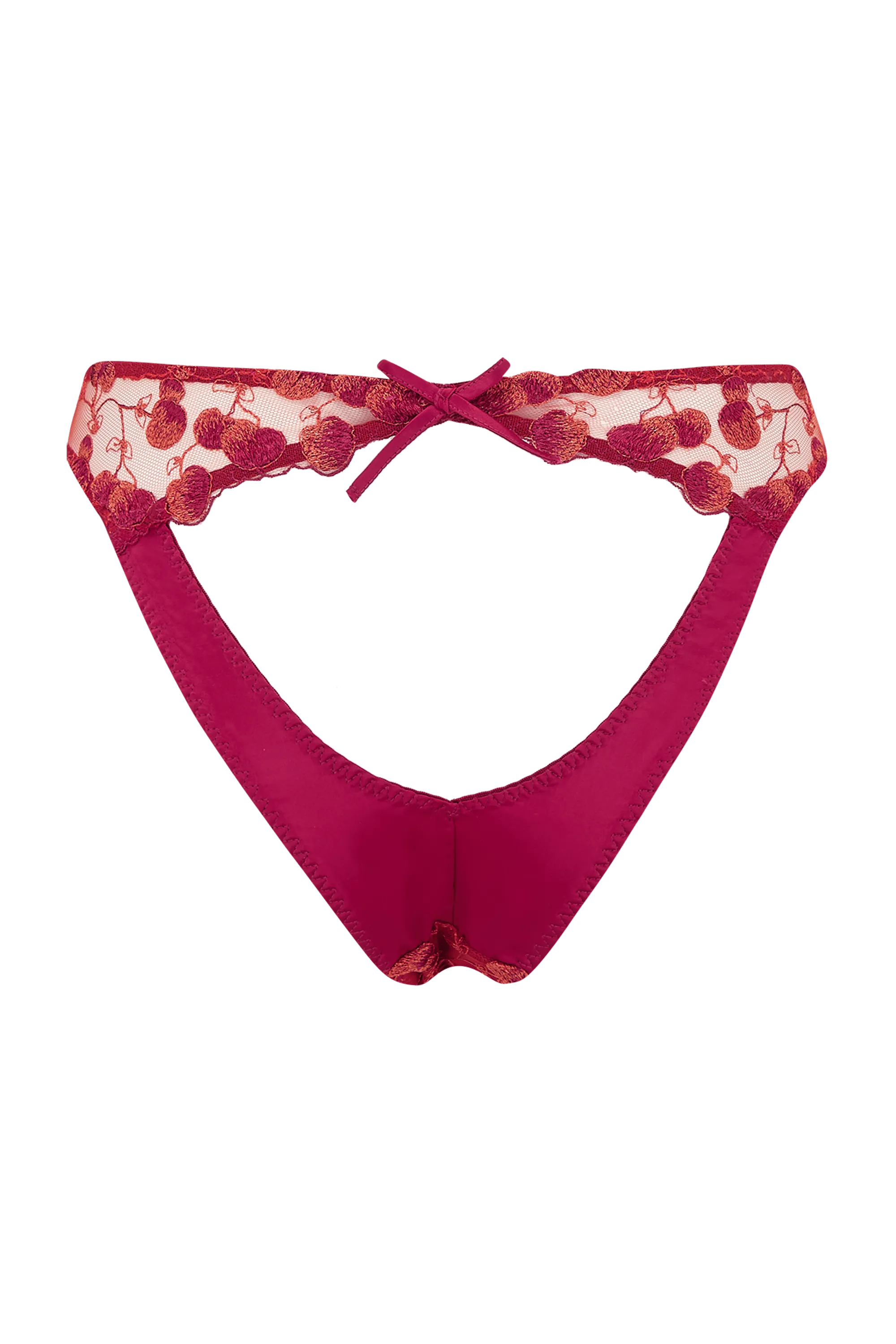 Naomi Cherry Embroidered Peep Back Brief