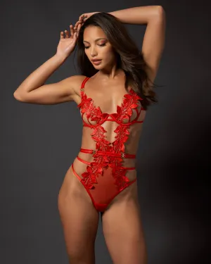 Ophelia Open Bodysuit Red