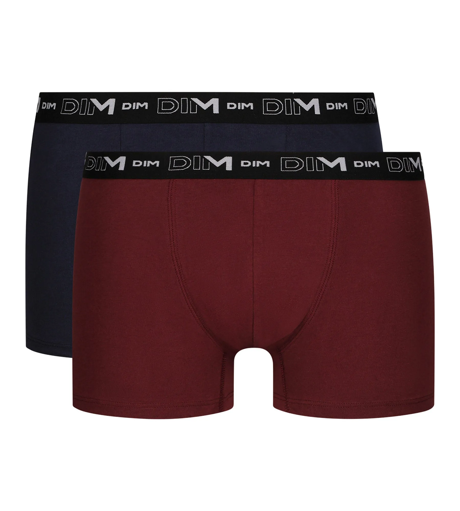 Pack of 2 Men's Boxers Red Blue Contrast Waistband Dim Cotton Stretch