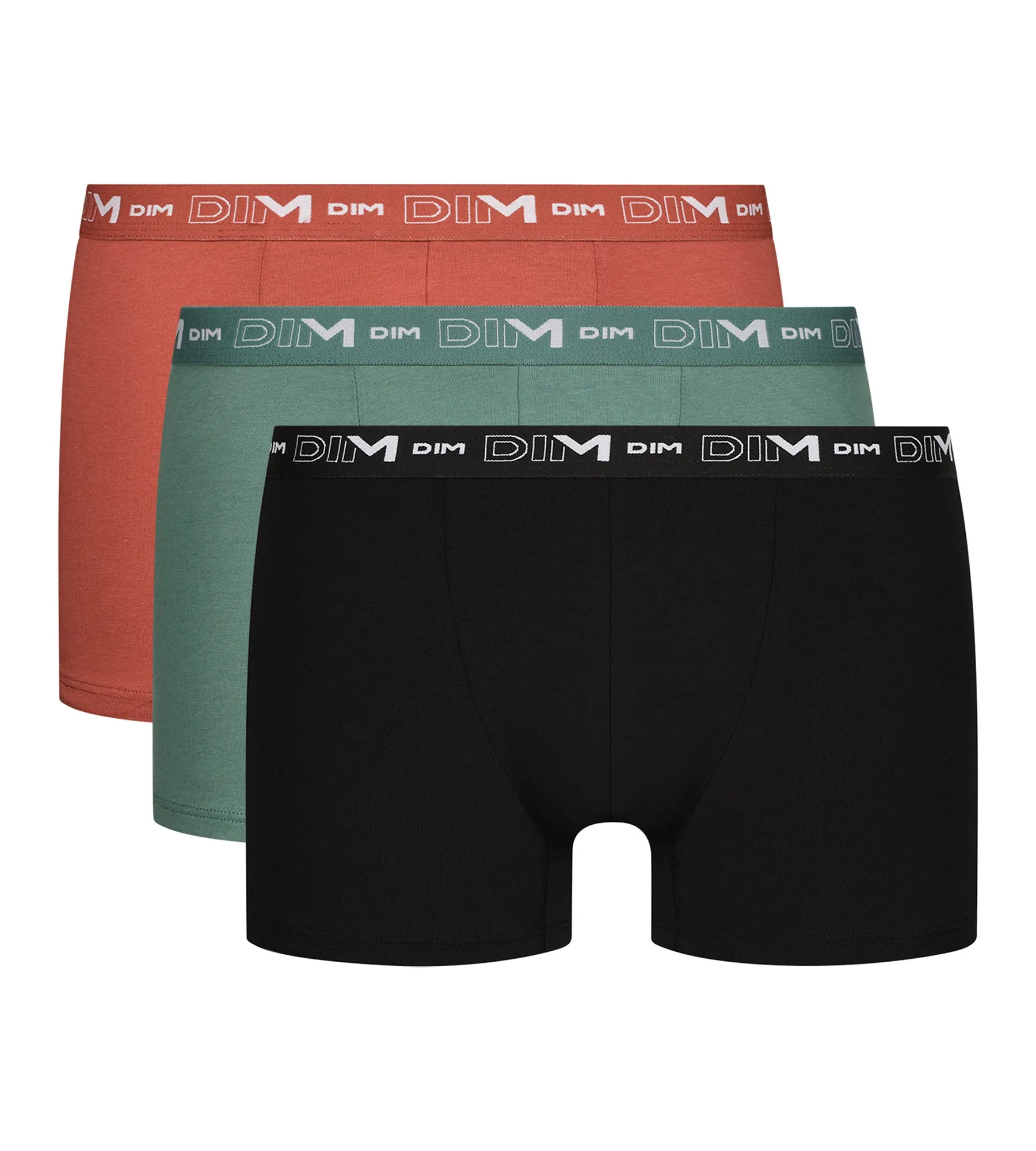 Pack of 3 Men's Cotton Boxer Briefs Black Green Dim Cotton Stretch
