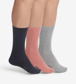 Pack of 3 Pairs of Men's Cotton Socks Navy Pink Dim