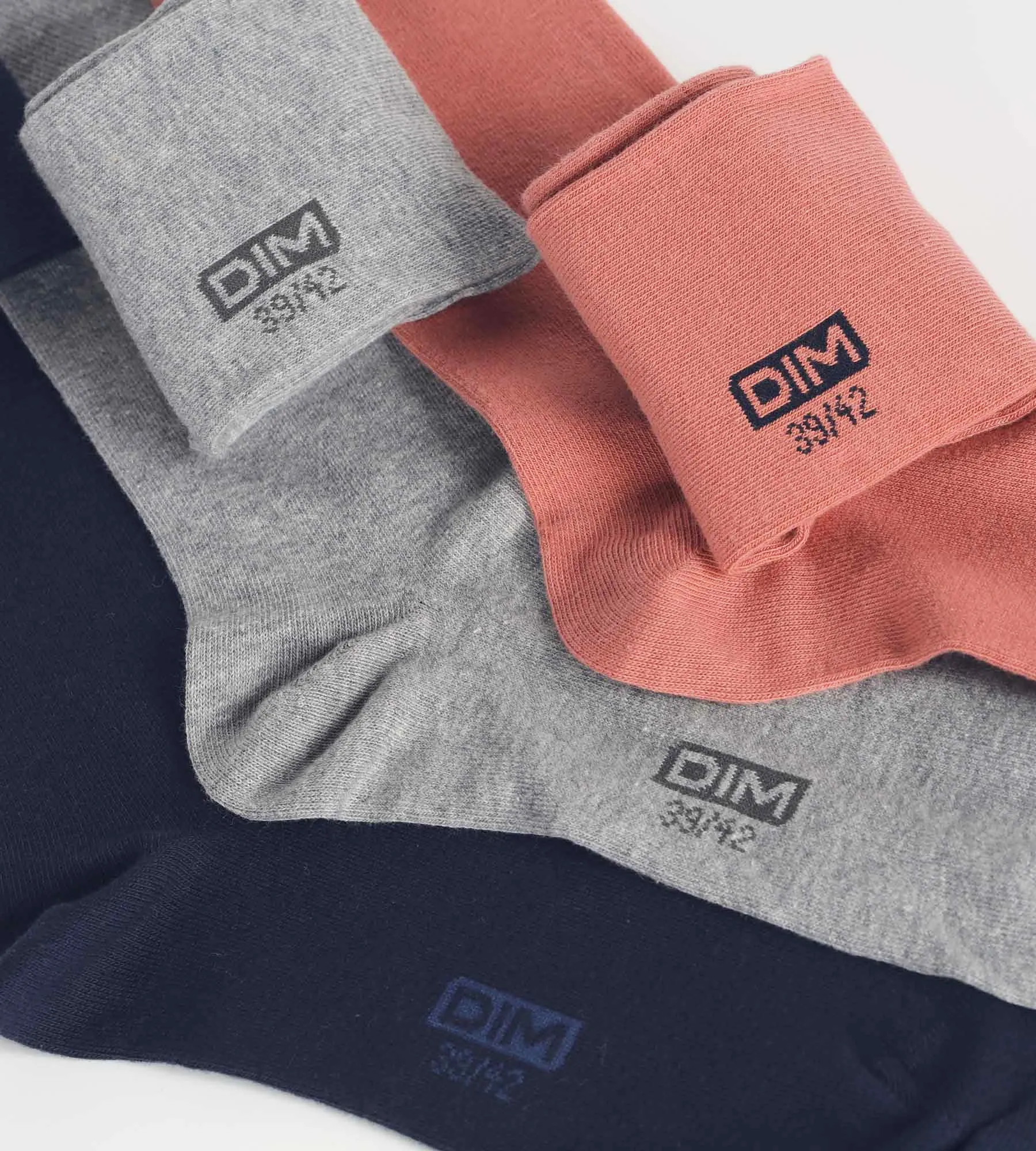 Pack of 3 Pairs of Men's Cotton Socks Navy Pink Dim
