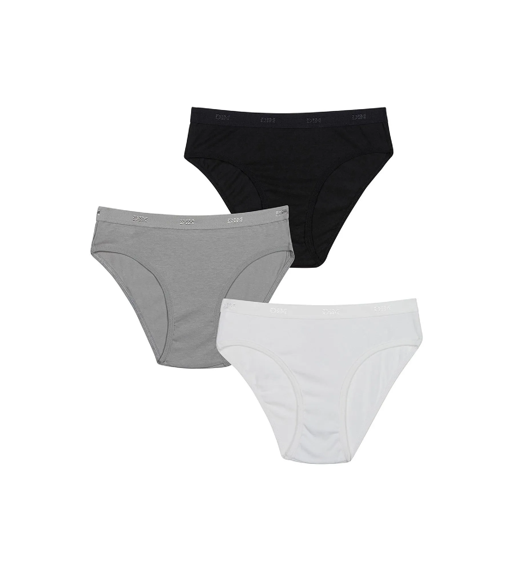 Pack of 3 white. black and grey knickers Les Pockets DIM Girl