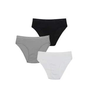 Pack of 3 white. black and grey knickers Les Pockets DIM Girl