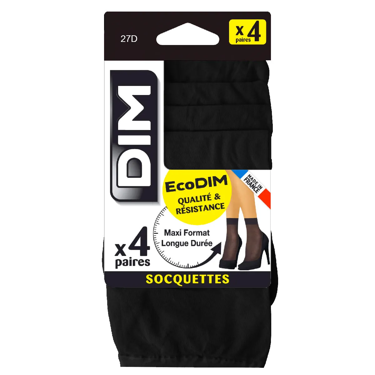 Pack of 4 EcoDIM semi-opaque black socks 30D