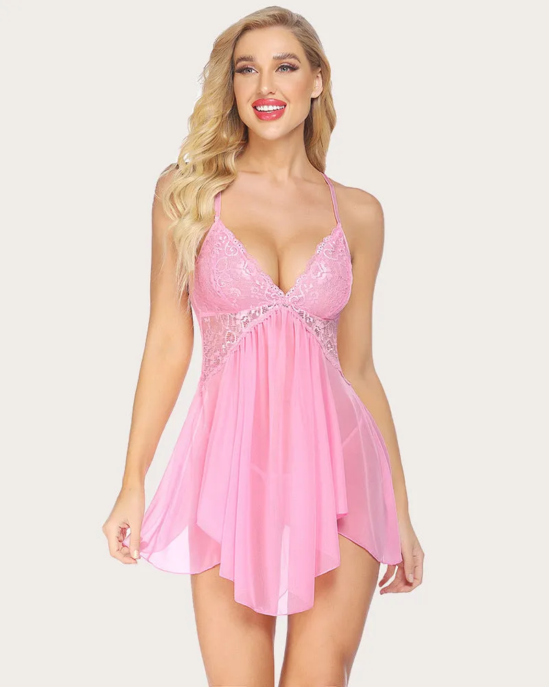Plus Size Lace Irregular Babydoll (DE Only)