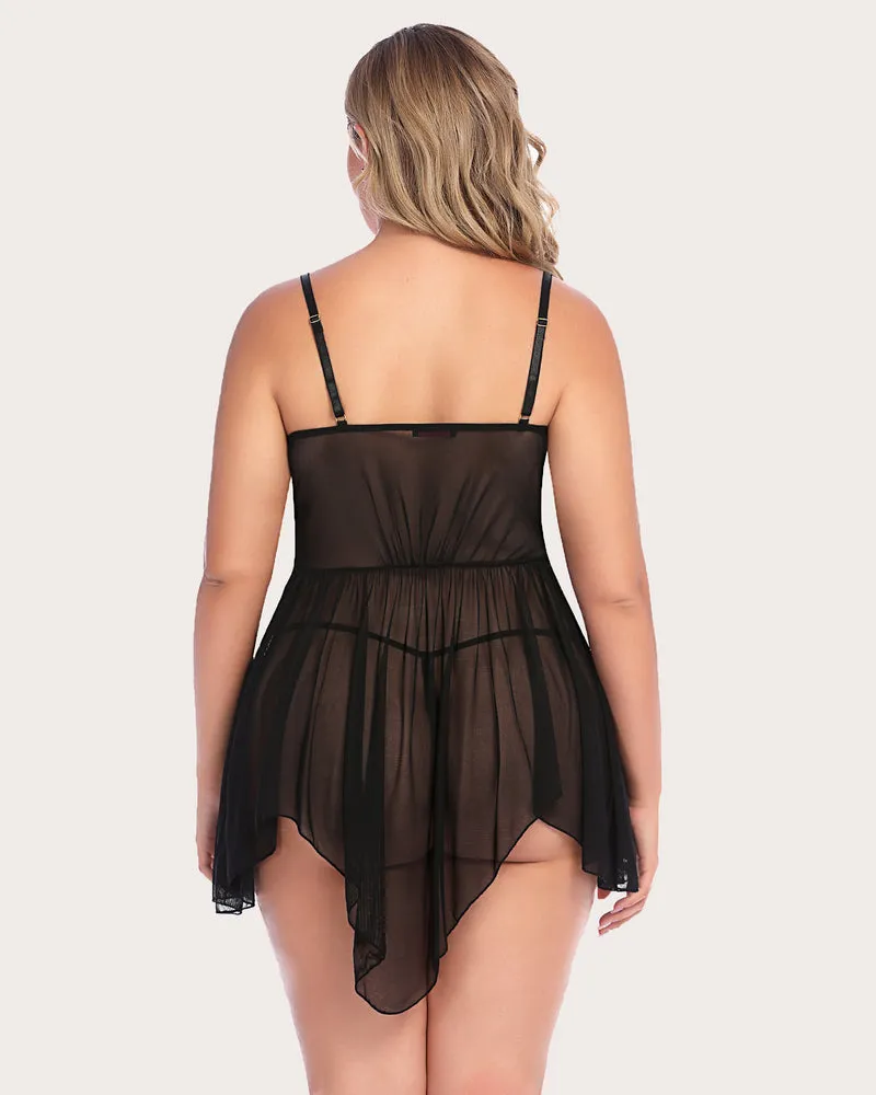 Plus Size Lace Irregular Babydoll (DE Only)