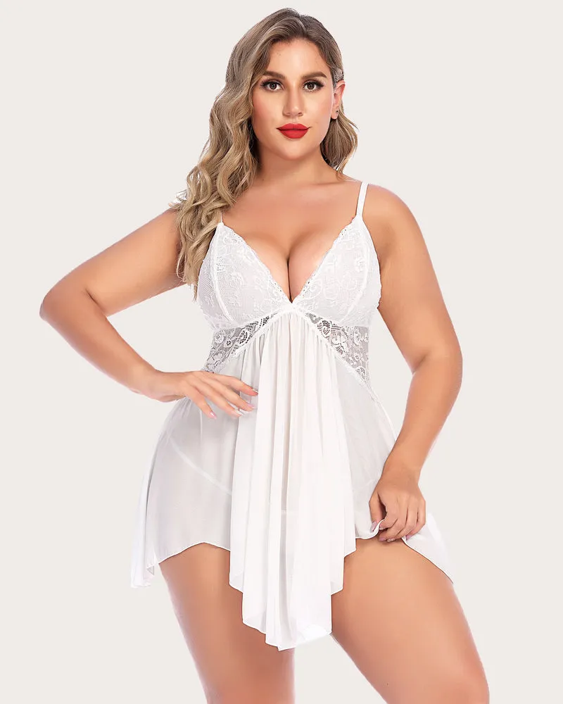 Plus Size Lace Irregular Babydoll (DE Only)