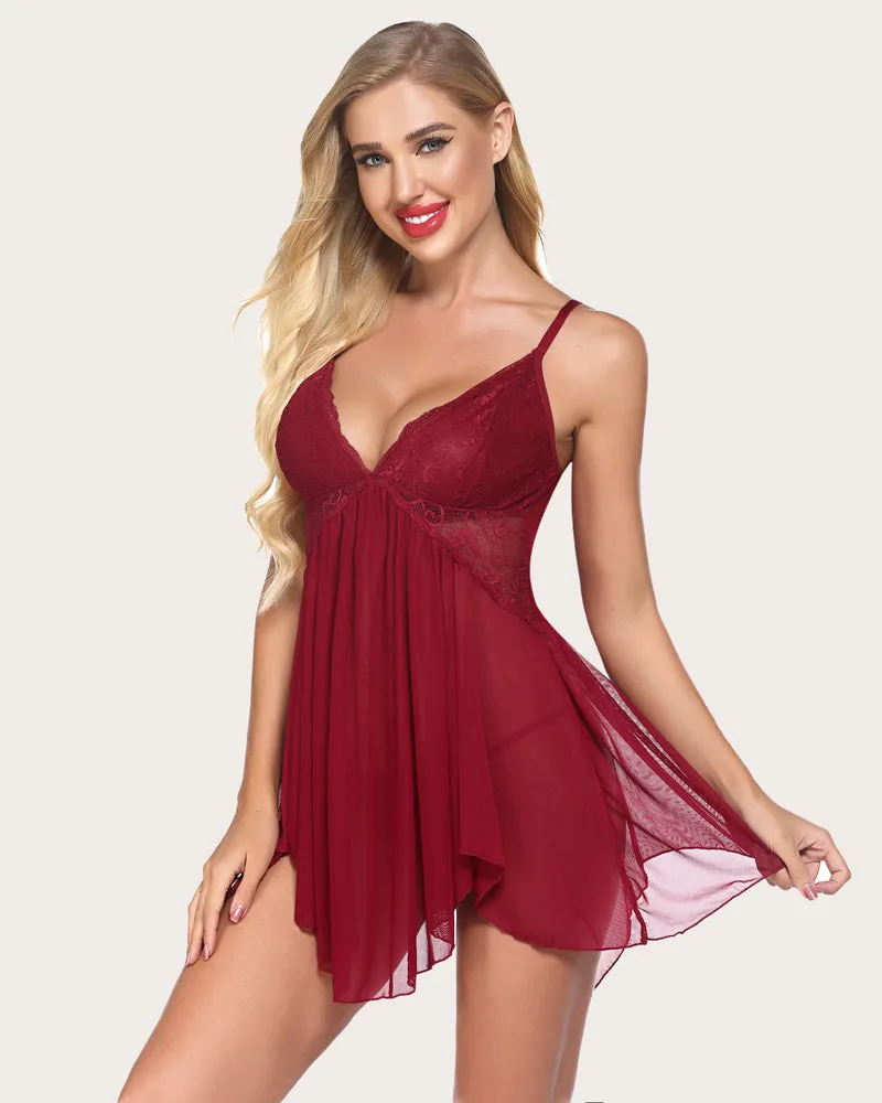Plus Size Lace Irregular Babydoll (DE Only)