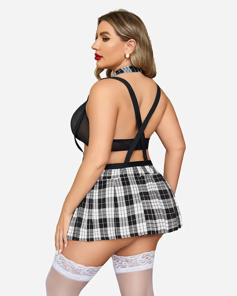 Plus Size Tie Top and Mini Skirt