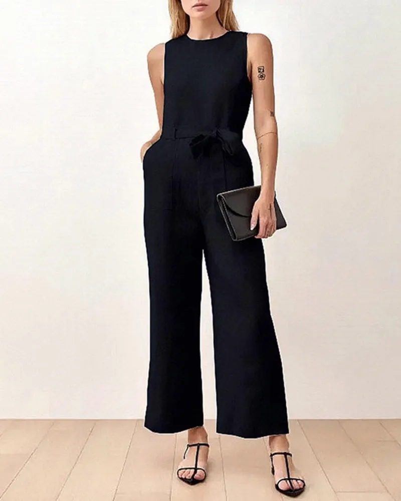 Pockets Tie Jumpsuit