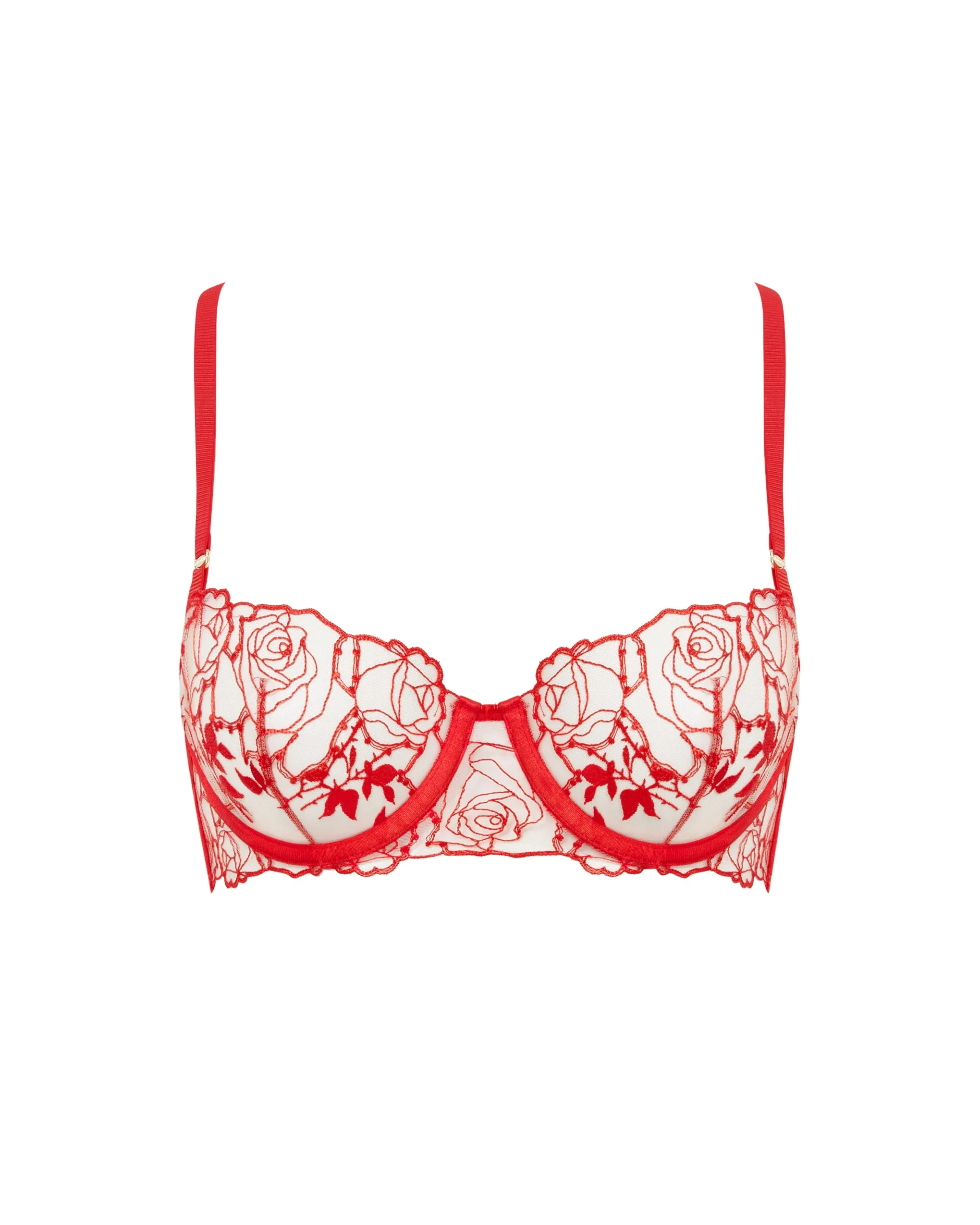 Rosalie Sheer Balcony Bra Red