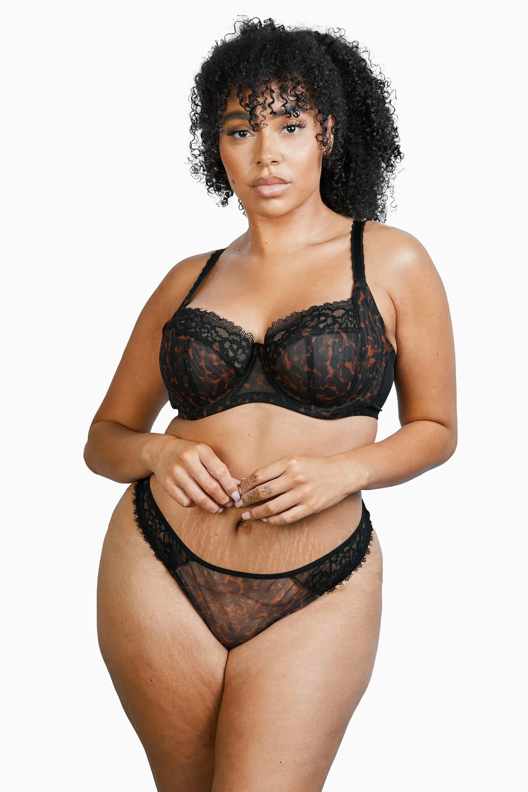 Rosalyn Black Tortoise Shell Lace Brazilian brief