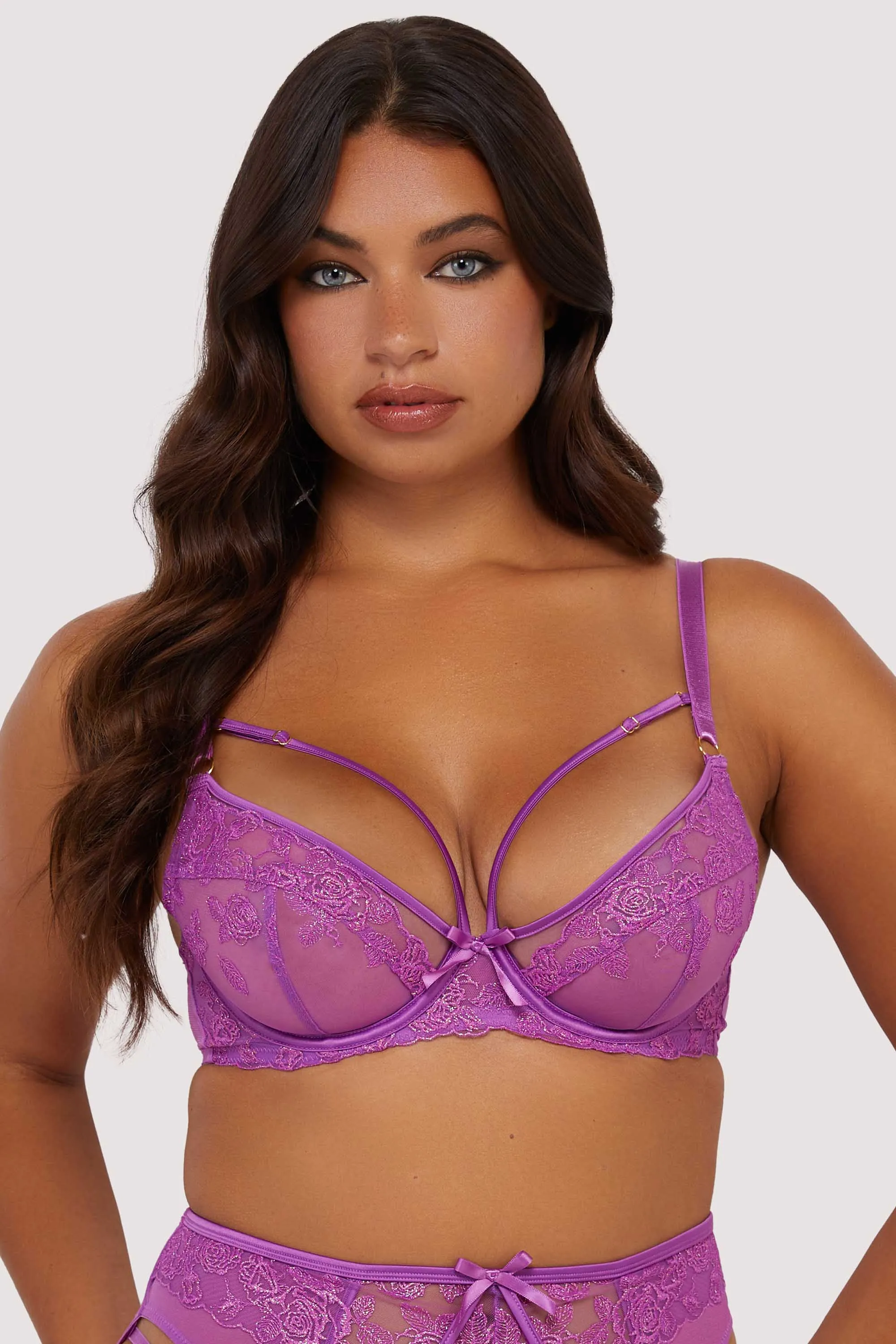 Rosanna Purple Long Line Plunge Set