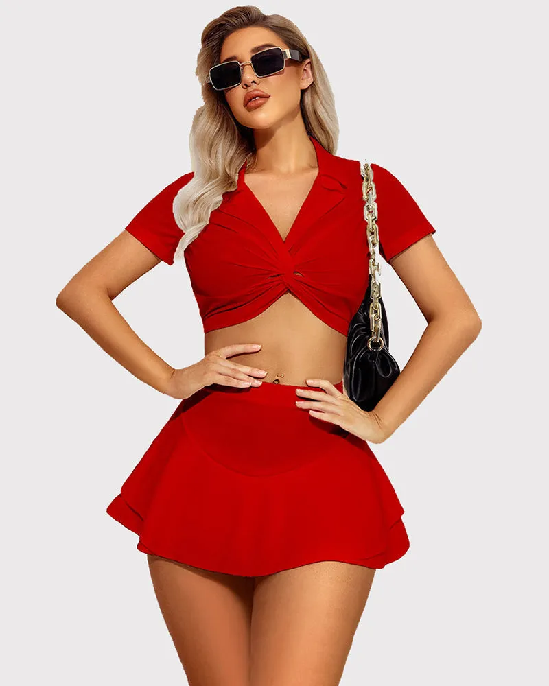 Ruffle Trim Two Layer Hem Skirt (DE Only)