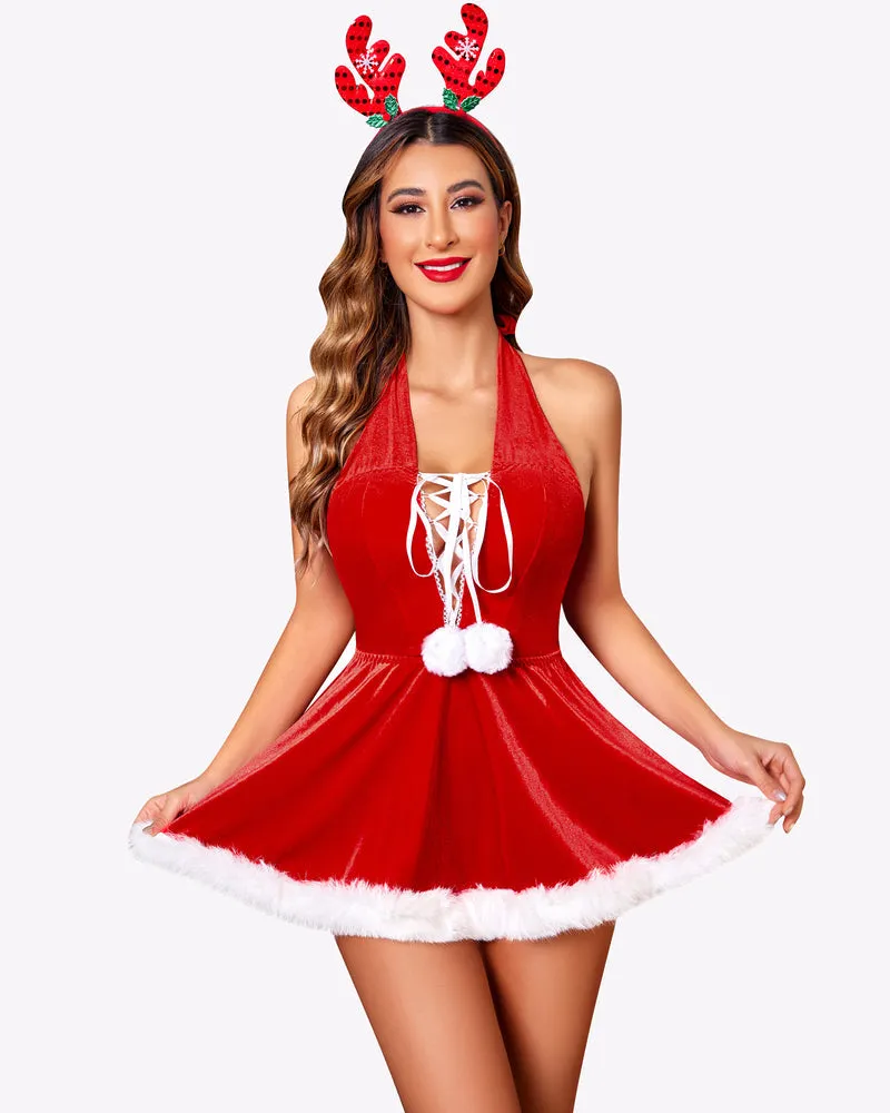 Santa Halter Velvet Mrs Claus Outfit