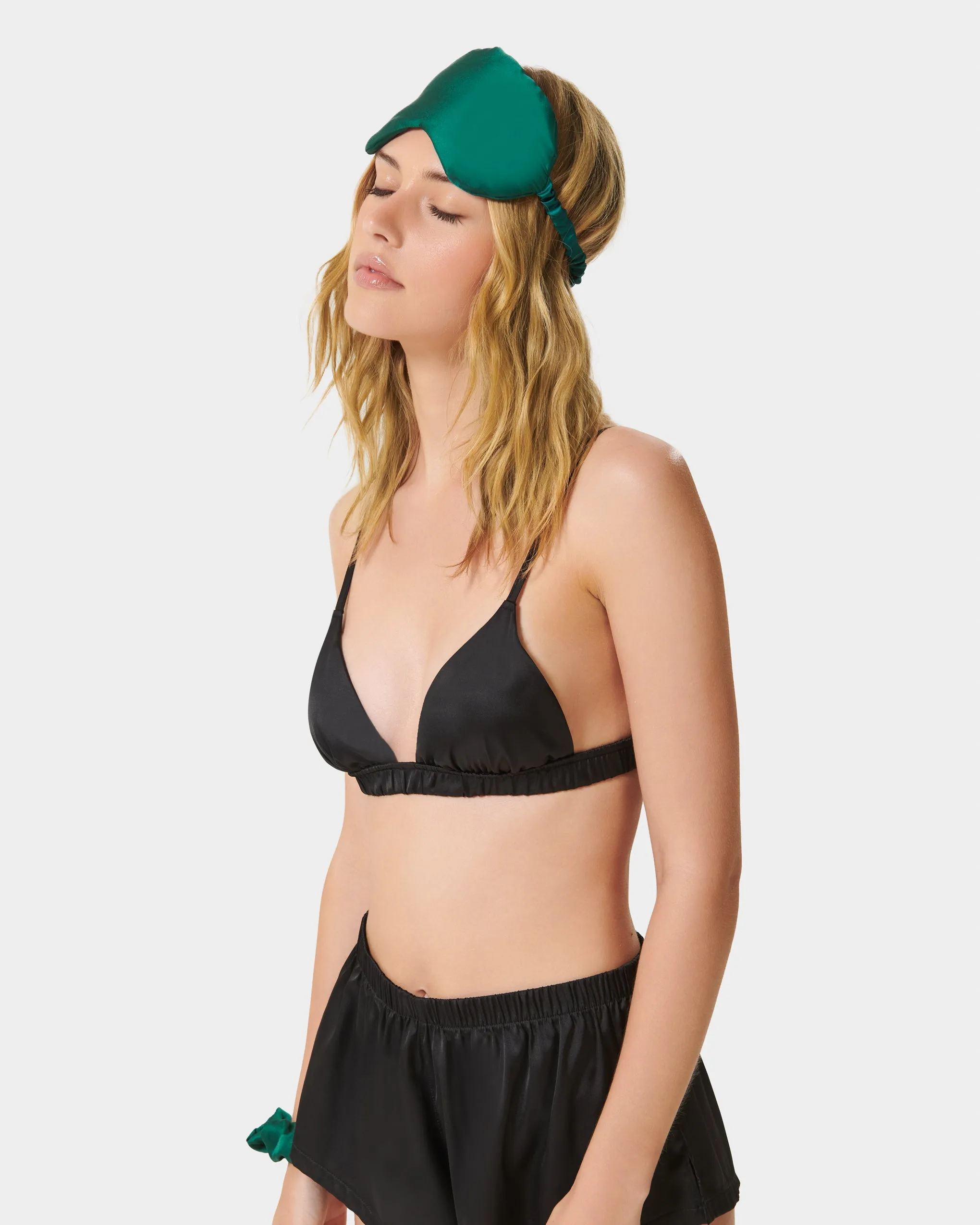 Saskia Luxury Satin Eye Mask Aventurine Green