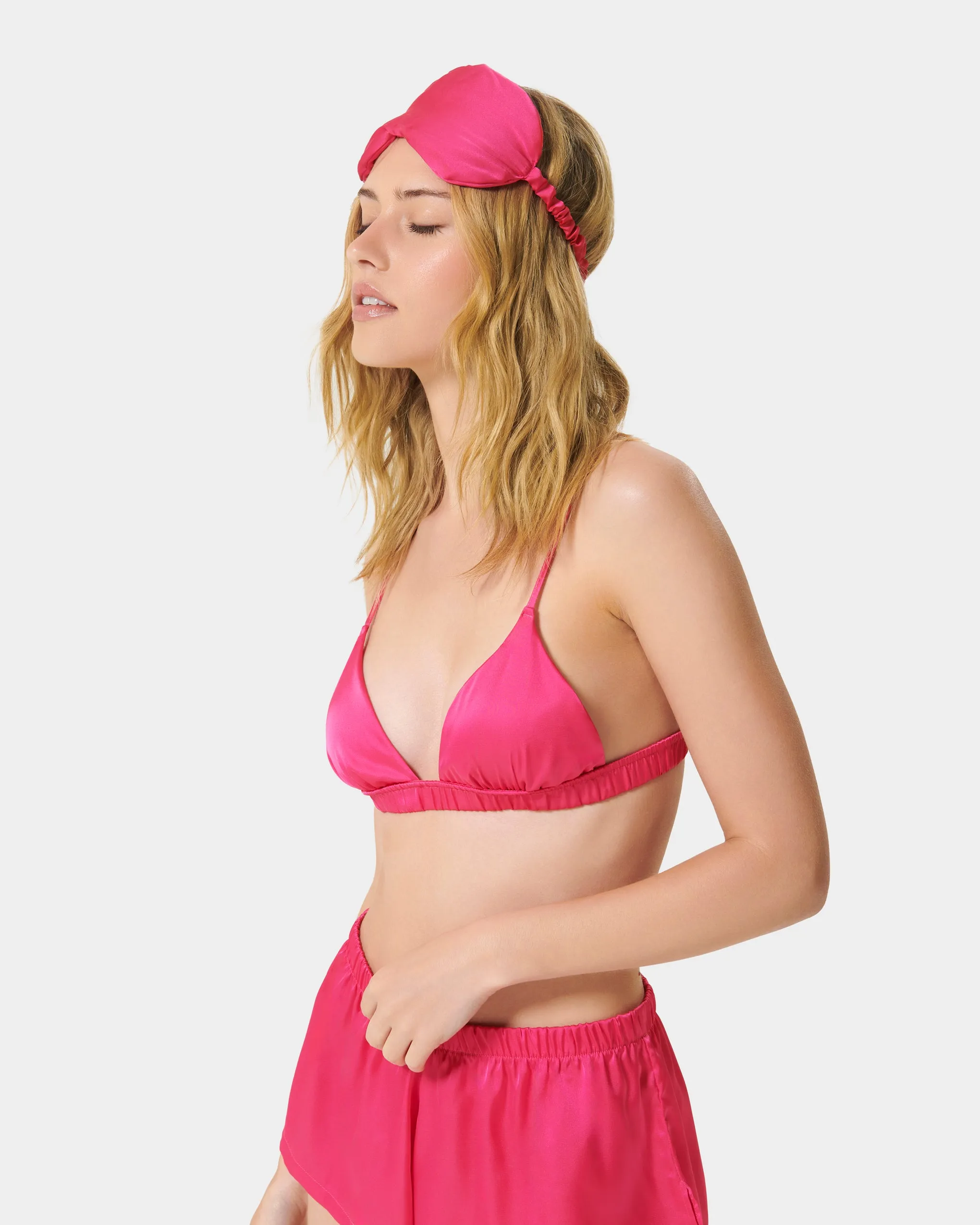 Saskia Luxury Satin Eye Mask Fuchsia Pink