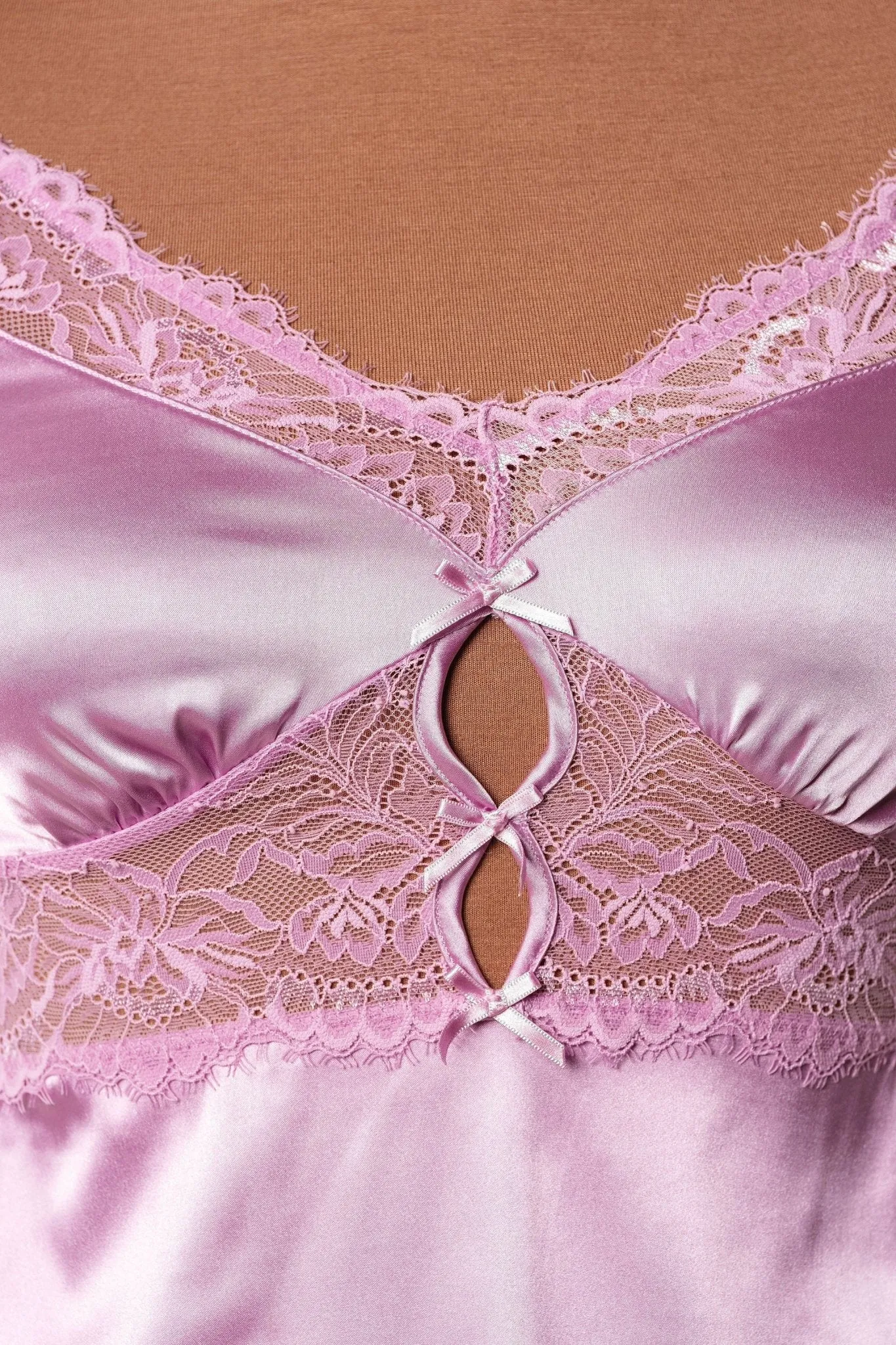 Satin & Eyelash Lace Slip - Lilac