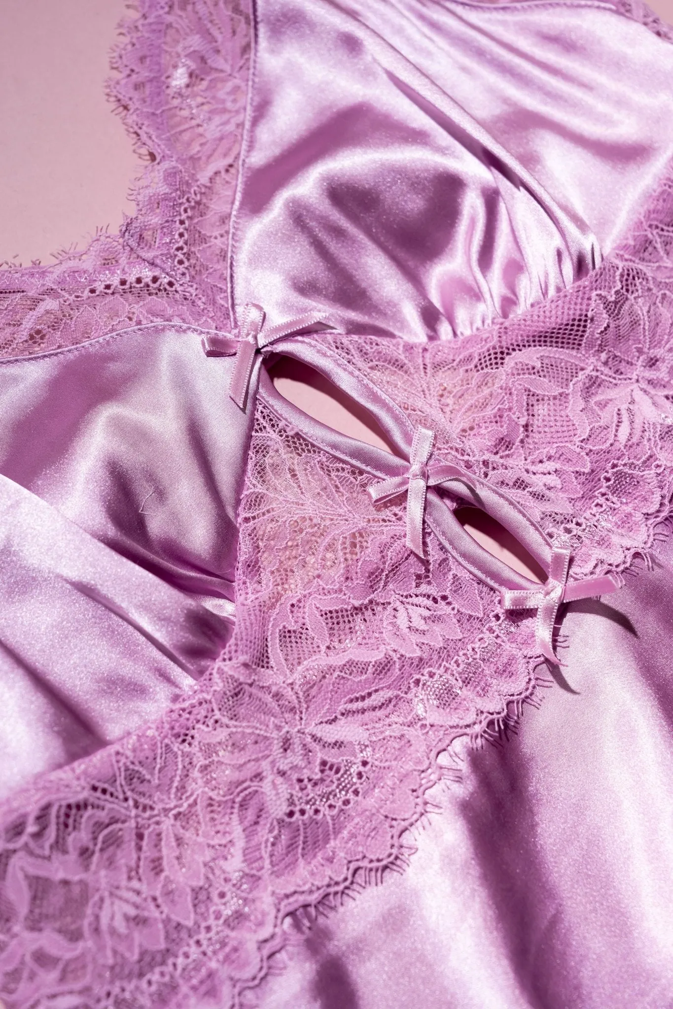 Satin & Eyelash Lace Slip - Lilac