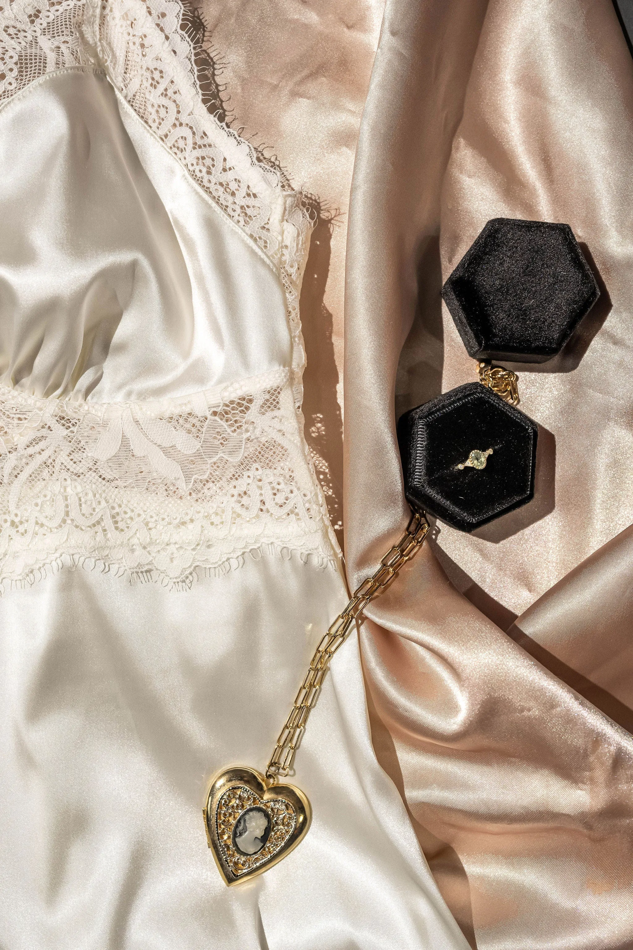 Satin & Eyelash Lace Slip - Pearl