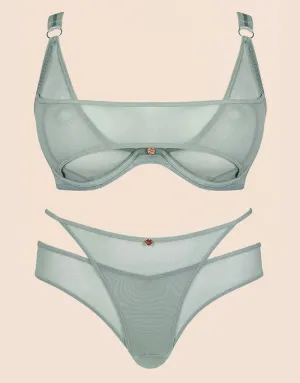 Scantilly Peep Show Deep Plunge Bra Sage Green