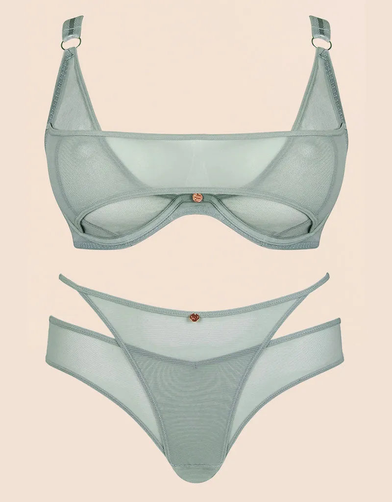 Scantilly Peep Show Deep Plunge Bra Sage Green