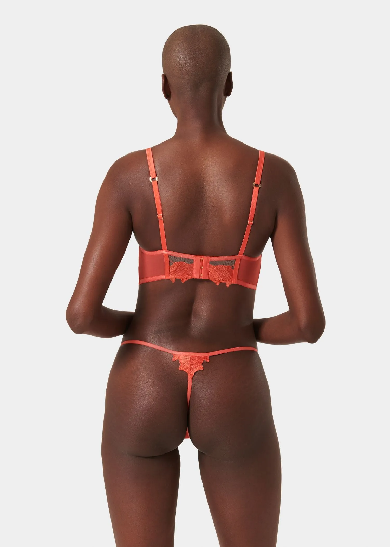 Serenity Wired Longline Bra (Hot Coral/Sheer)