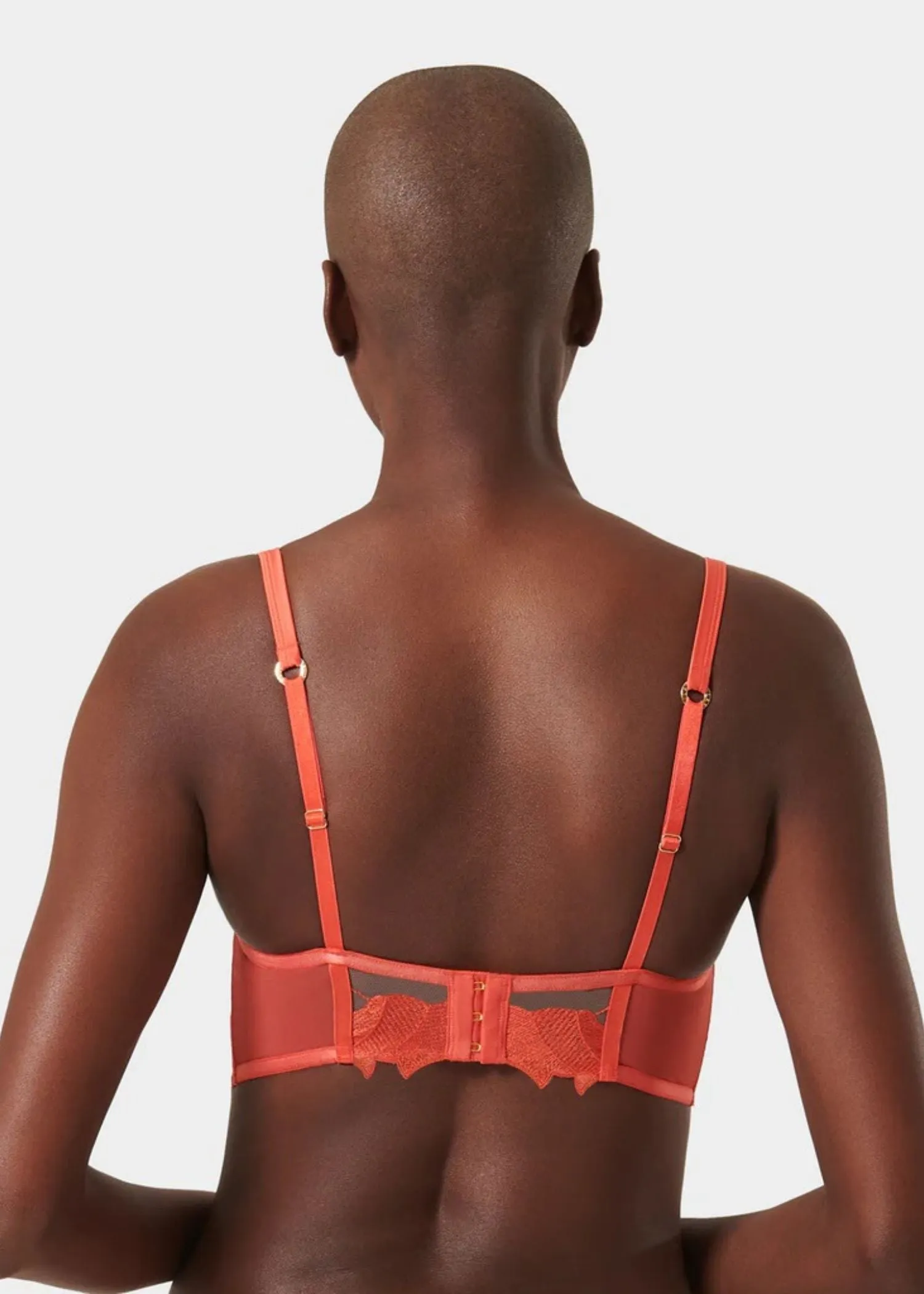 Serenity Wired Longline Bra (Hot Coral/Sheer)