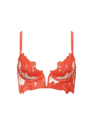 Serenity Wired Longline Bra (Hot Coral/Sheer)