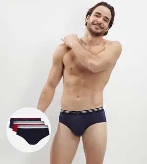 Set of 3 Classic Colors red and blue briefs for men