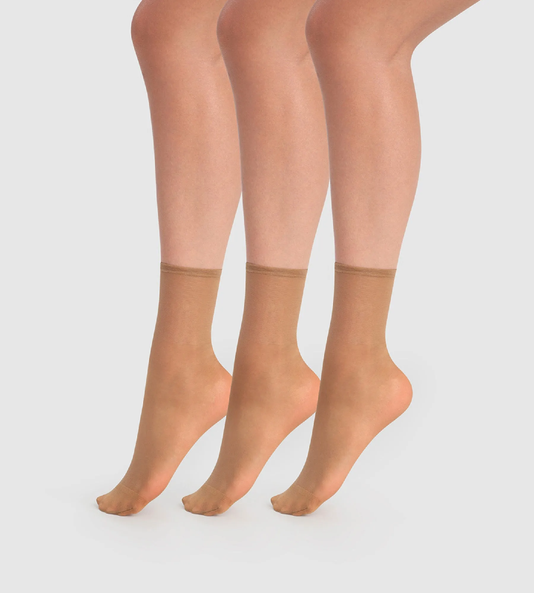 Set of 3 Transparent Beauty Resist 20D cinnamon ankle socks