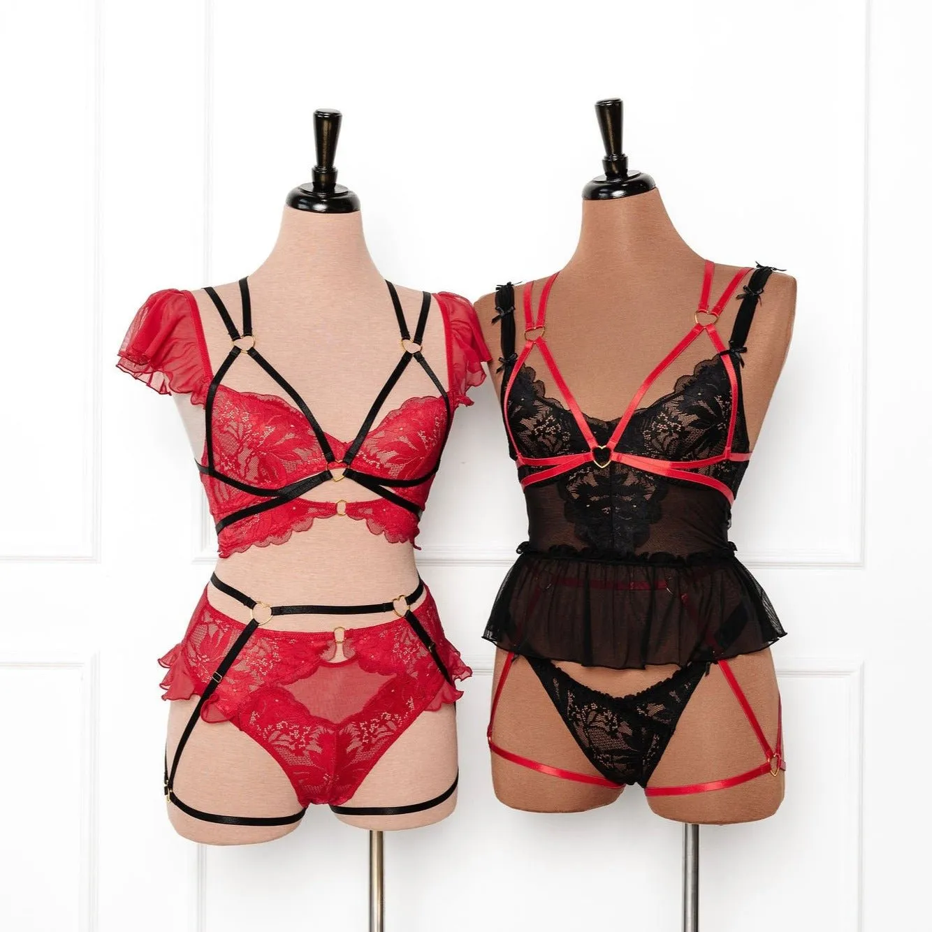 Strappy Heart Harness Bottom - Black