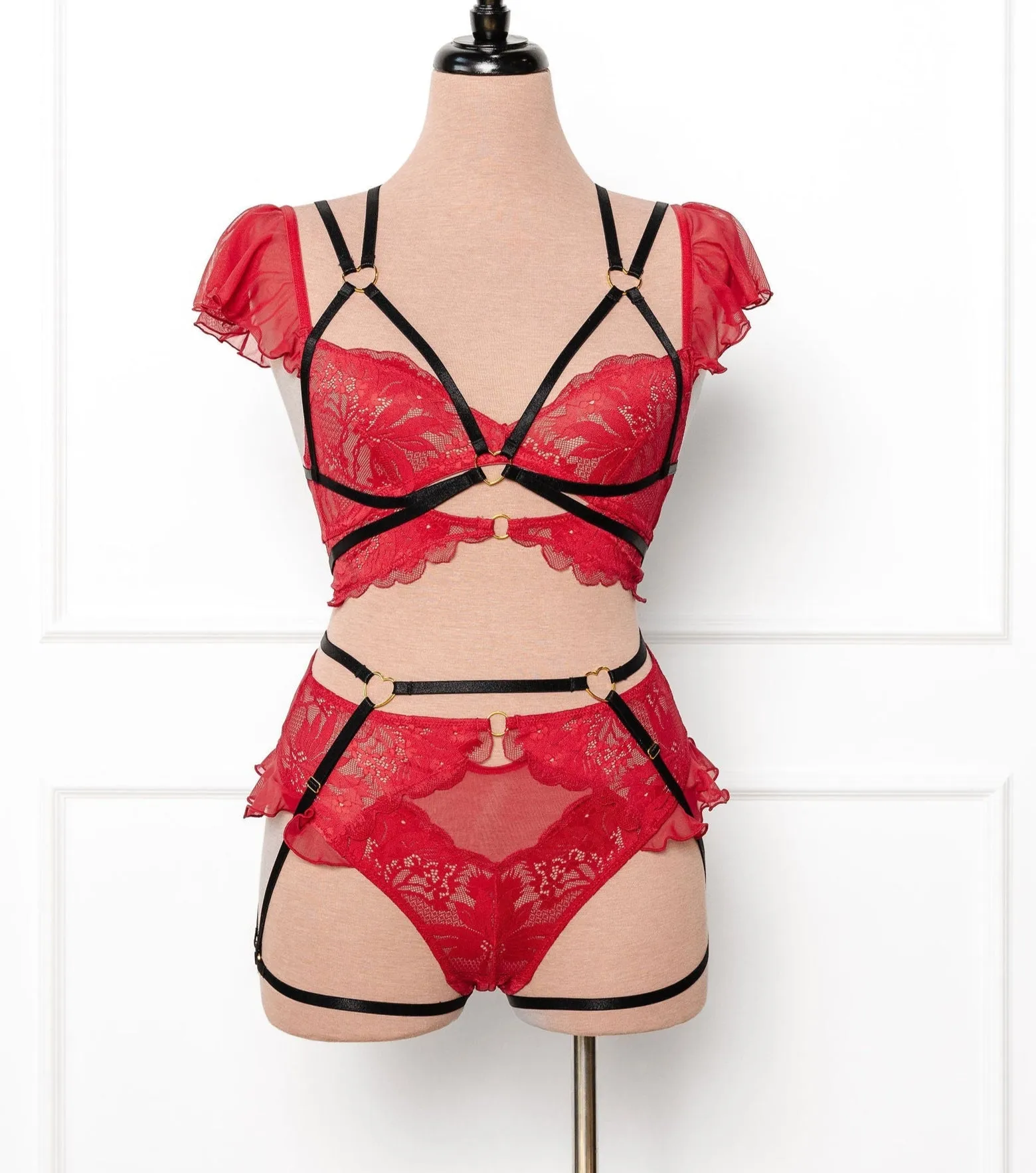 Strappy Heart Harness Bottom - Black