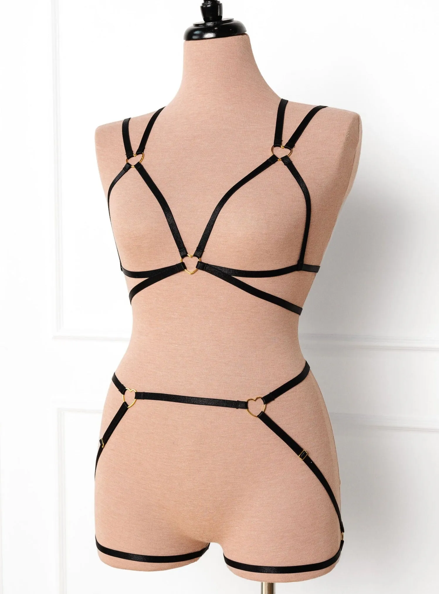 Strappy Heart Harness Bottom - Black