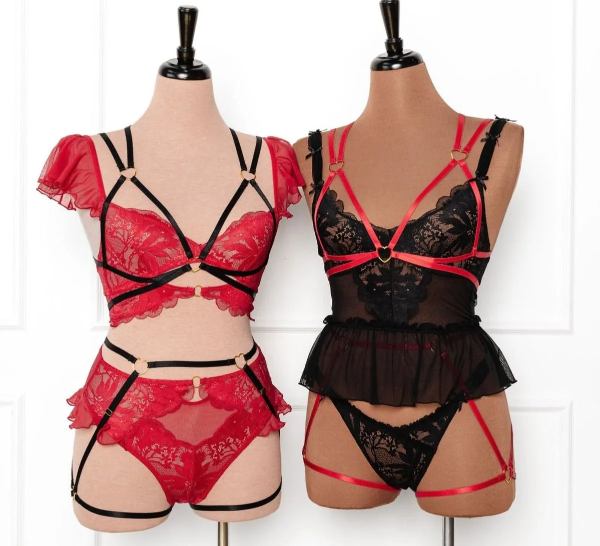 Strappy Heart Harness Top - Scarlet Red