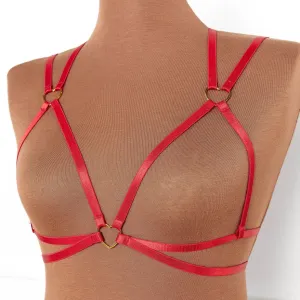 Strappy Heart Harness Top - Scarlet Red