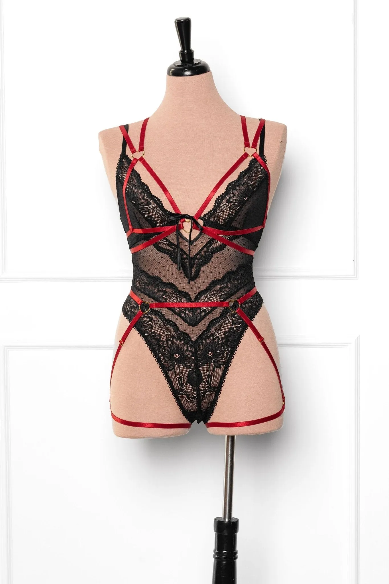 Strappy Heart Harness Top - Scarlet Red