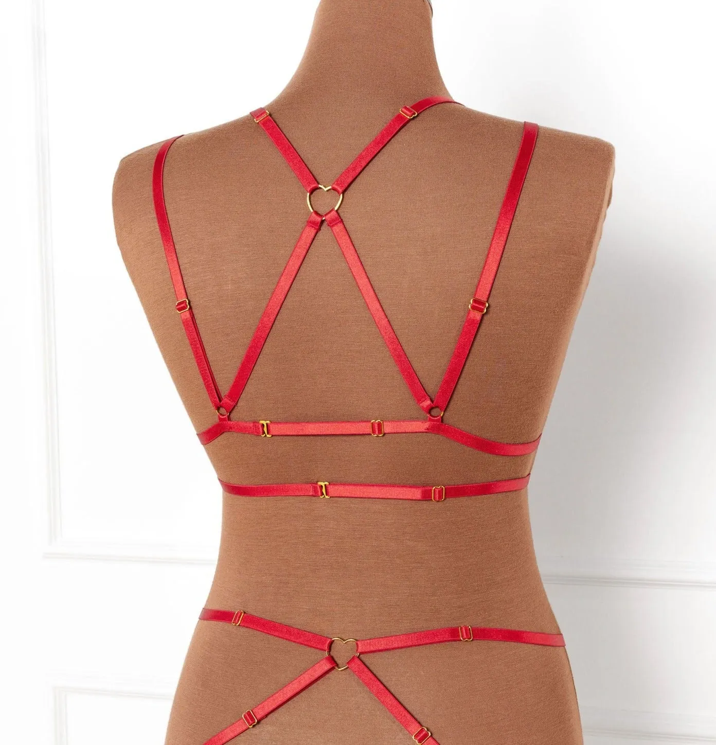 Strappy Heart Harness Top - Scarlet Red