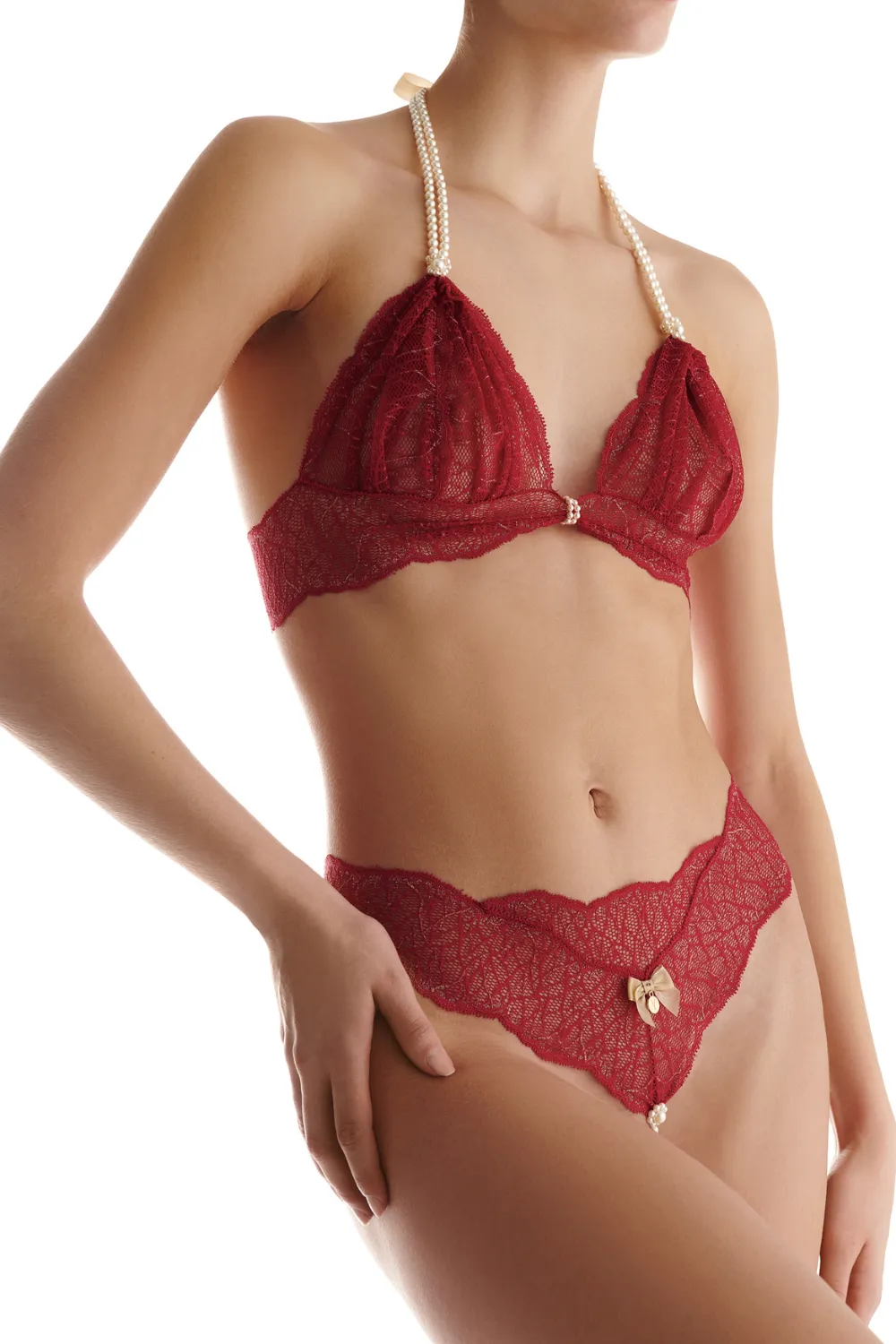Sydney Daisy Double Pearl Thong Red