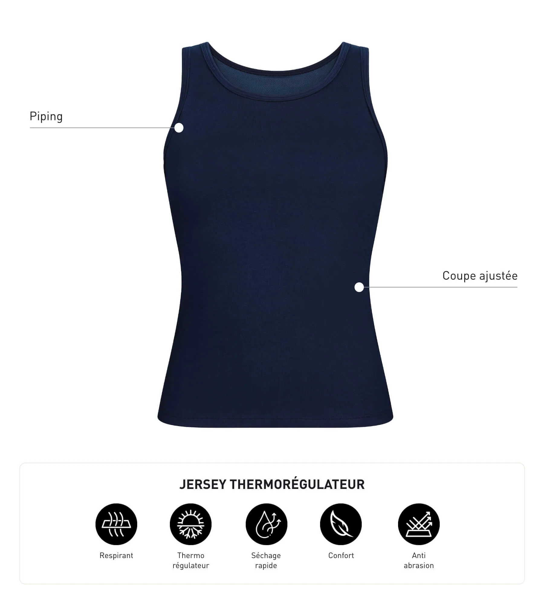 Thermoregulating women's sports tank top in blue jersey Dim Move