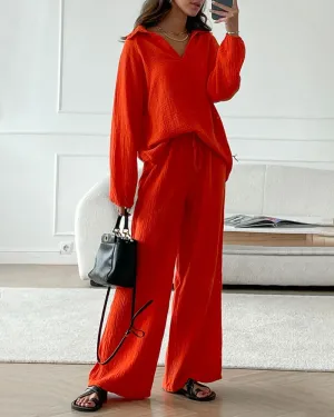 V-Neck Two-piece Set