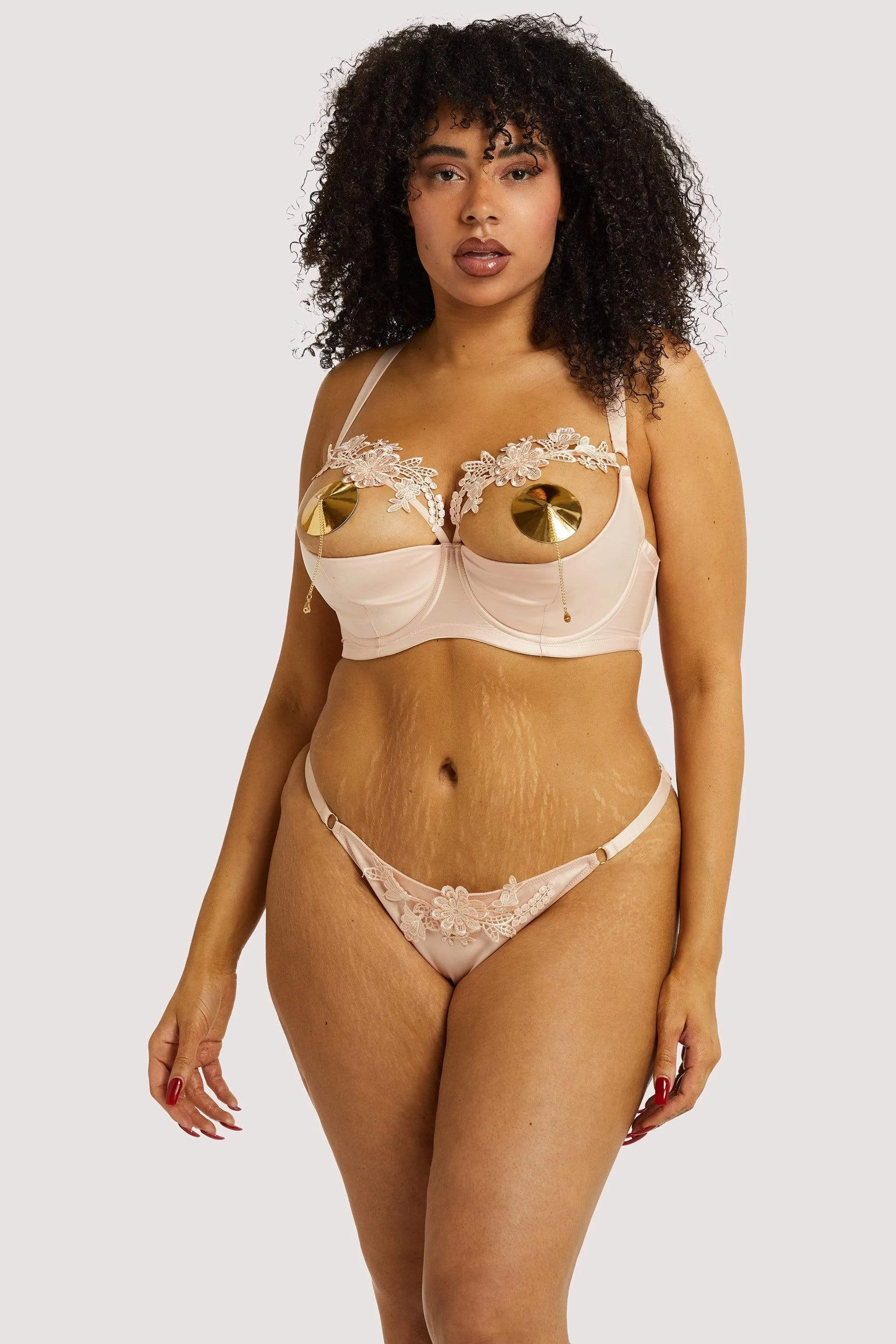 Virginia Peach Guipure Quarter Cup Bra