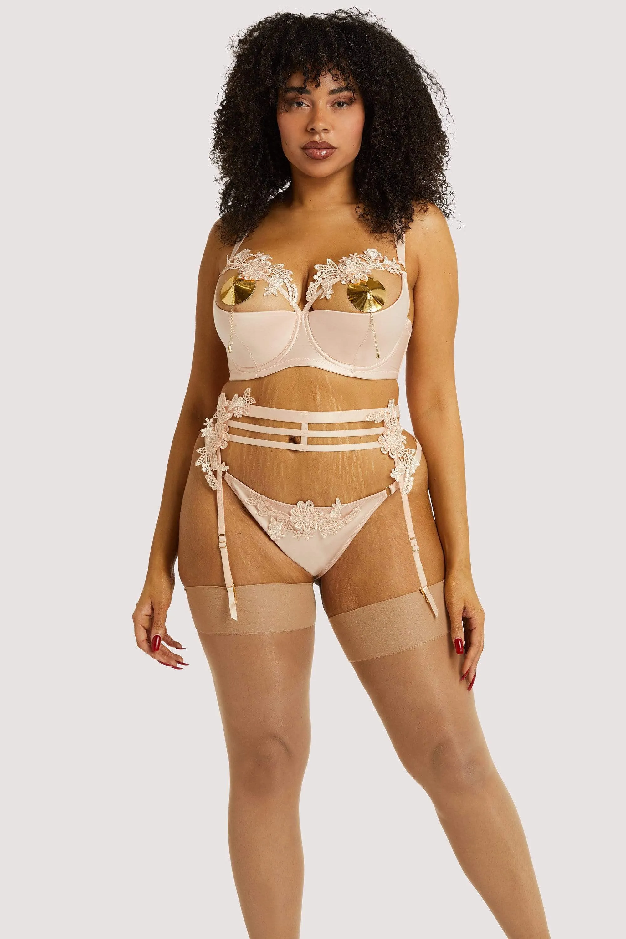 Virginia Peach Guipure Quarter Cup Bra