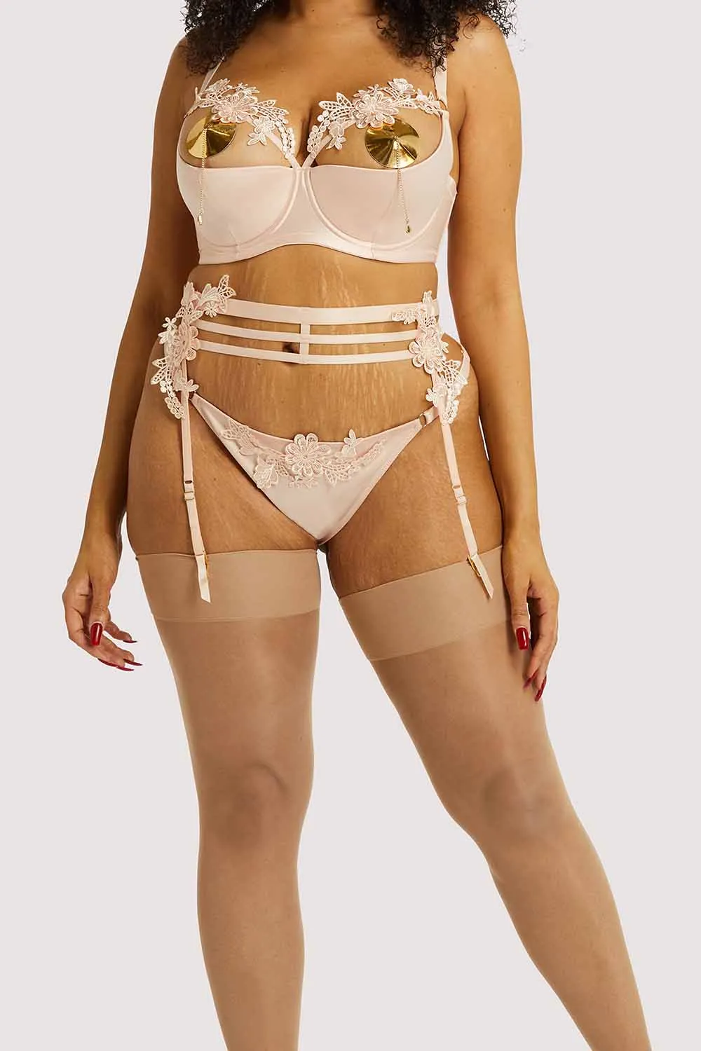 Virginia Peach Guipure Suspender