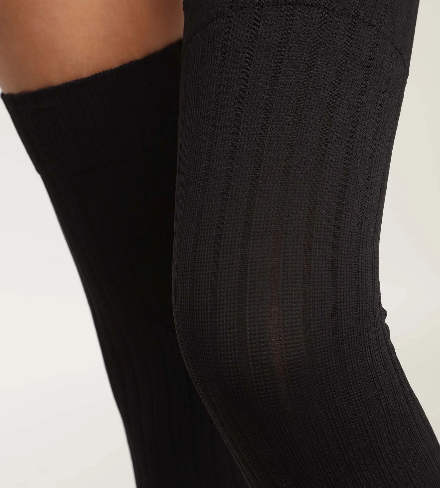Women's knee-highs in ribbed opaque voile Black Dim Style