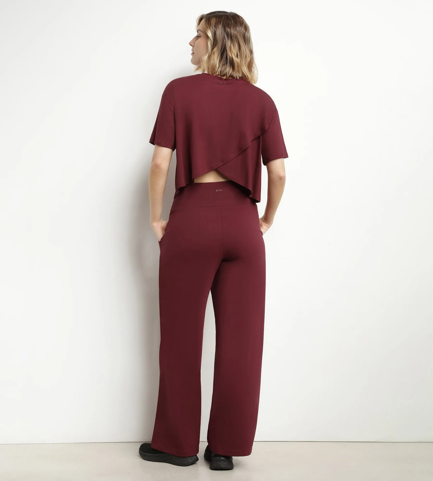 Women's stretch jersey wide-leg sports trousers Bordeaux Dim Move