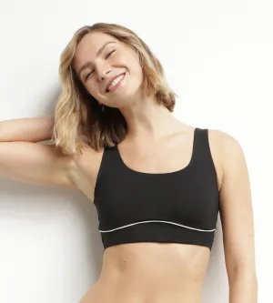 Women's swimming costume top in black microfibre Dim Move