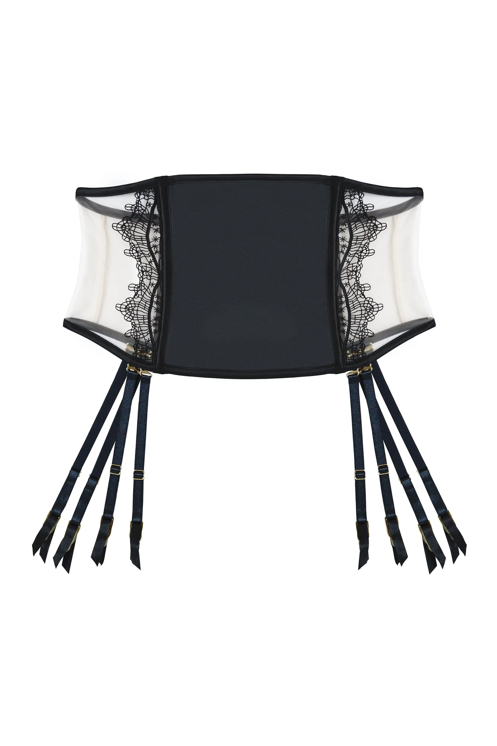 Wren Black Illusion Mesh and Satin Waspie